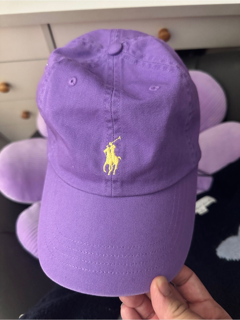 Ralph Lauren Lavender Cap with Yellow Polo Pony